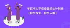 2024年辽宁大学在安徽招生计划表（招生专业、招生人数）