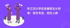 2024年江汉大学在安徽招生计划表：招生专业、招生人数