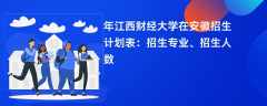 2024年江西财经大学在安徽招生计划表：招生专业、招生人数