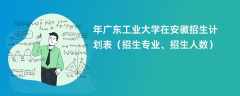 2024年广东工业大学在安徽招生计划表（招生专业、招生人数）