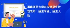 福建师范大学在安徽招生计划表2024年:招生专业、招生人数