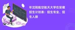 2024年沈阳航空航天大学在安徽招生计划表：招生专业、招生人数