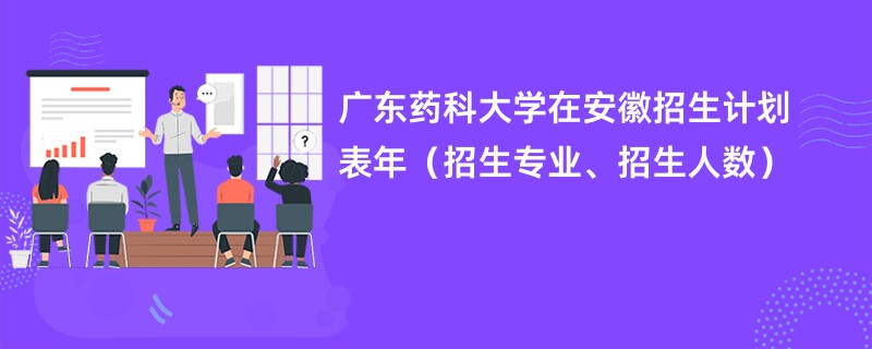 广东药科大学在安徽招生计划表2024年(招生专业、招生人数)