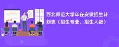 西北师范大学2024年在安徽招生计划表（招生专业、招生人数）