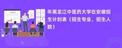 2024年黑龙江中医药大学在安徽招生计划表（招生专业、招生人数）