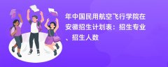 2024年中国民用航空飞行学院在安徽招生计划表:招生专业、招生人数