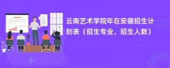云南艺术学院2024年在安徽招生计划表(招生专业、招生人数)