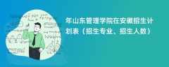 2024年山东管理学院在安徽招生计划表（招生专业、招生人数）