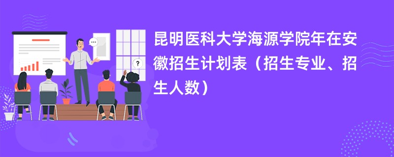 昆明医科大学海源学院2024年在安徽招生计划表（招生专业、招生人数）