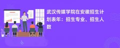 武汉传媒学院在安徽招生计划表2024年：招生专业、招生人数