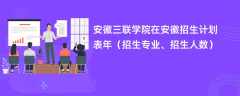 安徽三联学院在安徽招生计划表2024年（招生专业、招生人数）