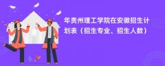 2024年贵州理工学院在安徽招生计划表（招生专业、招生人数）