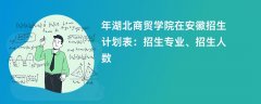 2024年湖北商贸学院在安徽招生计划表:招生专业、招生人数