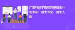 广东科技学院在安徽招生计划表2024年：招生专业、招生人数