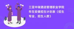 三亚中瑞酒店管理职业学院2024年在安徽招生计划表（招生专业、招生人数）