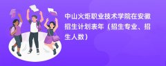 中山火炬职业技术学院在安徽招生计划表2024年(招生专业、招生人数)