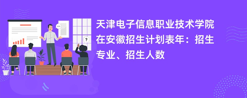 天津电子信息职业技术学院在安徽招生计划表2024年：招生专业、招生人数