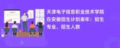 天津电子信息职业技术学院在安徽招生计划表2024年：招生专业、招生人数