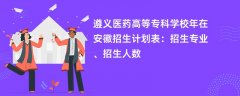 遵义医药高等专科学校2024年在安徽招生计划表:招生专业、招生人数