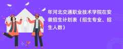 2024年河北交通职业技术学院在安徽招生计划表（招生专业、招生人数）