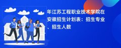 2024年江苏工程职业技术学院在安徽招生计划表:招生专业、招生人数