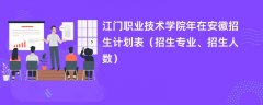 江门职业技术学院2024年在安徽招生计划表(招生专业、招生人数)