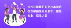 长沙环境保护职业技术学院在安徽招生计划表2024年:招生专业、招生人数