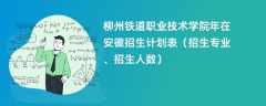 柳州铁道职业技术学院2024年在安徽招生计划表（招生专业、招生人数）