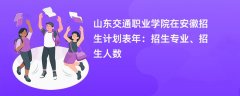 山东交通职业学院在安徽招生计划表2024年：招生专业、招生人数