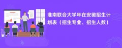 淮南联合大学2024年在安徽招生计划表(招生专业、招生人数)