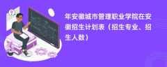 2024年安徽城市管理职业学院在安徽招生计划表（招生专业、招生人数）
