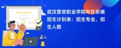 武汉警官职业学院2024年在安徽招生计划表：招生专业、招生人数