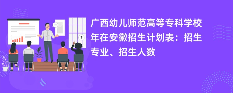 广西幼儿师范高等专科学校2024年在安徽招生计划表：招生专业、招生人数