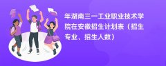 2024年湖南三一工业职业技术学院在安徽招生计划表(招生专业、招生人数)
