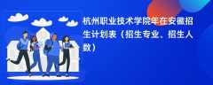 杭州职业技术学院2024年在安徽招生计划表（招生专业、招生人数）