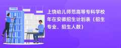 上饶幼儿师范高等专科学校2024年在安徽招生计划表（招生专业、招生人数）