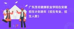广东茂名健康职业学院在安徽招生计划表2024年（招生专业、招生人数）
