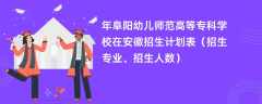 2024年阜阳幼儿师范高等专科学校在安徽招生计划表（招生专业、招生人数）