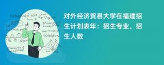 对外经济贸易大学在福建招生计划表2024年:招生专业、招生人数