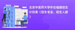 北京中医药大学2024年在福建招生计划表（招生专业、招生人数）