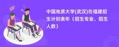 中国地质大学(武汉)在福建招生计划表2024年（招生专业、招生人数）