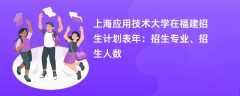 上海应用技术大学在福建招生计划表2024年：招生专业、招生人数