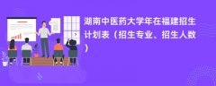 湖南中医药大学2024年在福建招生计划表(招生专业、招生人数)