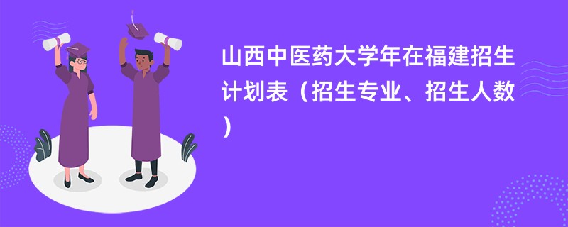 山西中医药大学2024年在福建招生计划表（招生专业、招生人数）