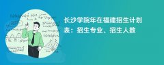 长沙学院2024年在福建招生计划表:招生专业、招生人数