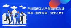 2024年陕西理工大学在福建招生计划表（招生专业、招生人数）
