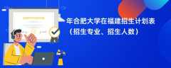 2024年合肥大学在福建招生计划表（招生专业、招生人数）