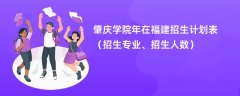 肇庆学院2024年在福建招生计划表(招生专业、招生人数)
