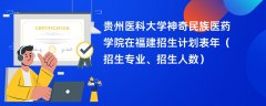 贵州医科大学神奇民族医药学院在福建招生计划表2024年(招生专业、招生人数)