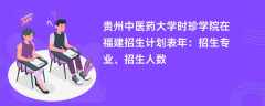 贵州中医药大学时珍学院在福建招生计划表2024年：招生专业、招生人数